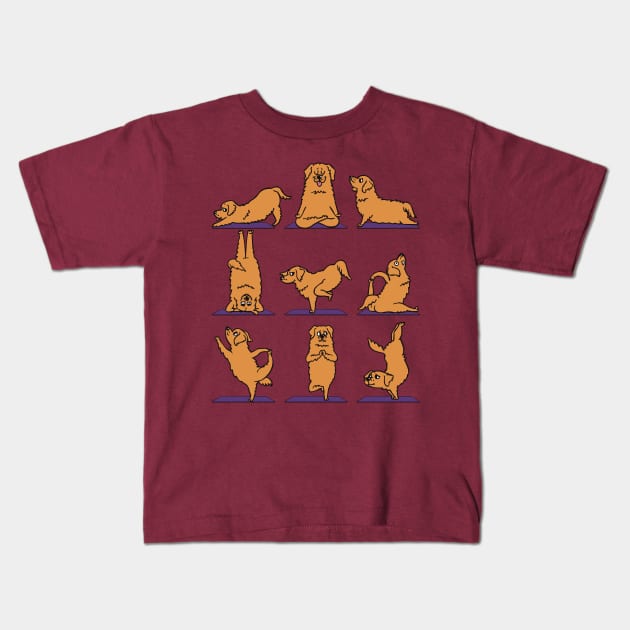 Golden Retriever Yoga Kids T-Shirt by huebucket